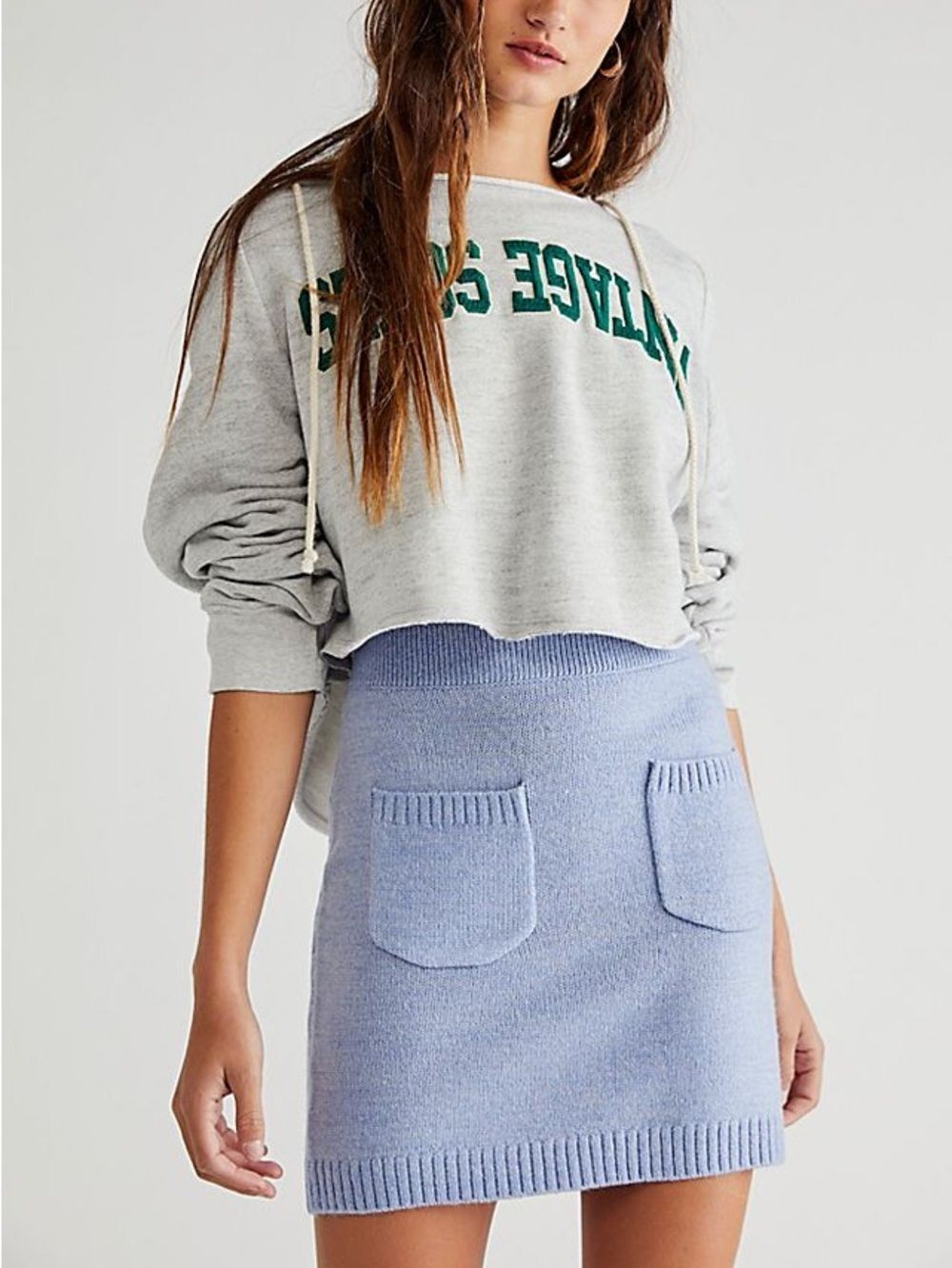 Free People Care FP Solid Viola Sweater Mini Skirt | Periwinkle Combo | Small